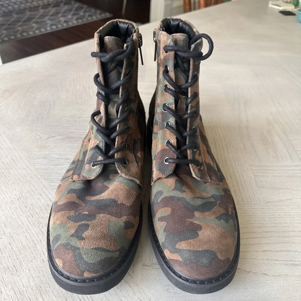 INC Mens Wilder‎ Suede Camo Ankle Boots 11 Combat Lug Sole Army Grunge Goth